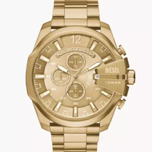 Diesel Men's Mega Chief Chronograph Gold-Tone Stainless Steel Watch - DZ4360