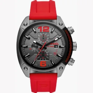 Diesel Men's Black & Red Silicone Watch, Black Dial - DZ4481